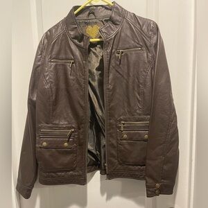 Brave soul used brown faux leather jacket size XL